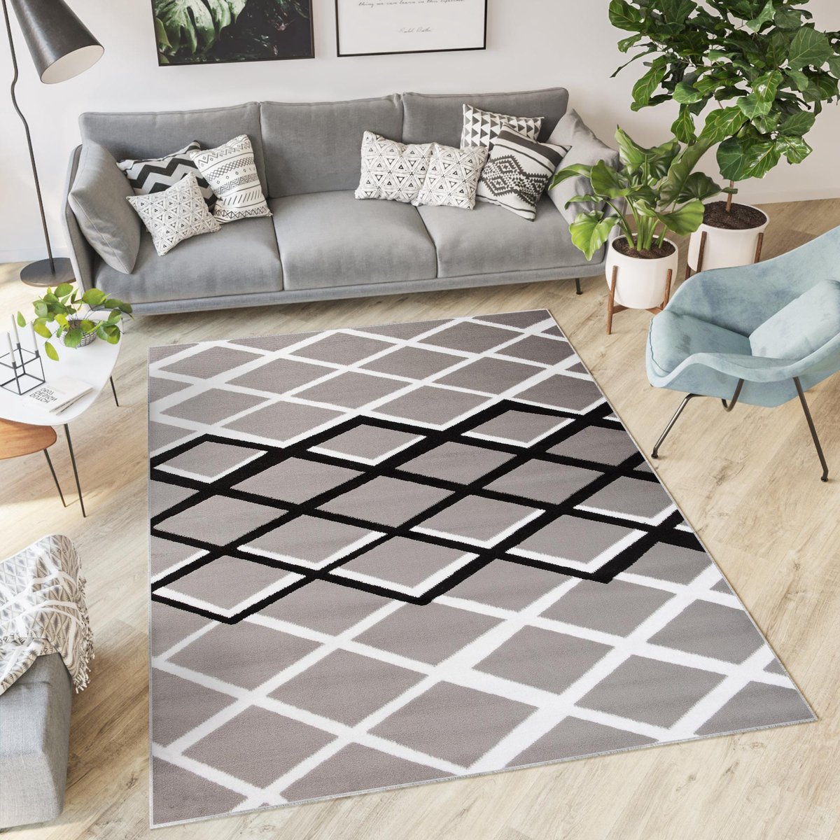 Tapiso Dream Vloerkleed Grijs Zwart Geometrisch Modern Woonkamer Tapijt Maat- 220x300 Grijs Antraciet Wit