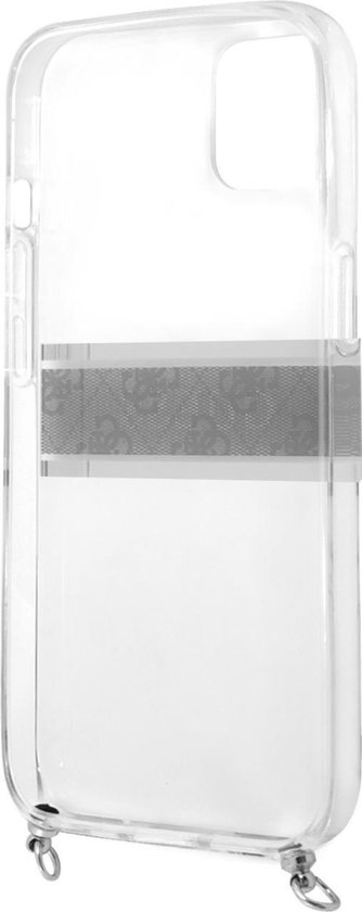 Coque transparente Guess - Hardcase Backcover - iPhone 13 Mini - Rayure grise 4G - Bandoulière