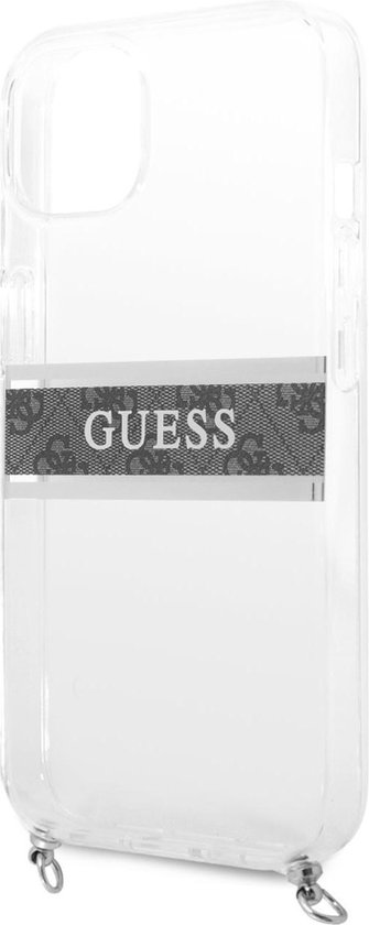 Coque transparente Guess - Hardcase Backcover - iPhone 13 Mini - Rayure grise 4G - Bandoulière