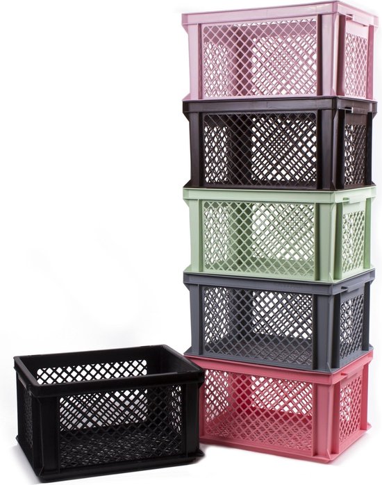 Lastpak Stevige kunststof fietskrat - geperforeerde bodem - bruin - 40x30x22 cm van Lastpak — afbeelding 2