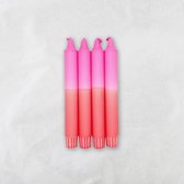 MINGMING - Kaarsen - Dip Dye - Neon Pink/Cranberry - Set van 4