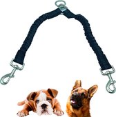 Duo connecteur pour laisse pour chien - pour 2 chiens - noir - toutes races et tous poids - absorbe les chocs - réfléchissant dans l'obscurité - convient à tout collier ou harnais