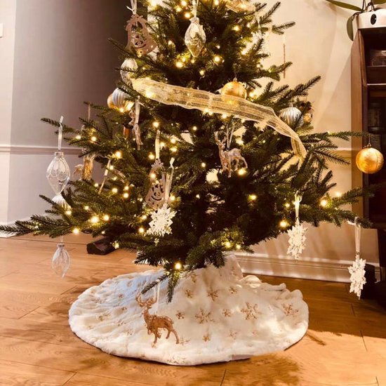 - Duurzame Pailletten Geborduurde Kerstboom Rok - 122cm, Wit sneeuw en | bol.com