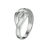 The Jewelry Collection Ring Zirkonia Poli/mat - Zilver