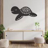 Wanddecoratie - Schildpad - Hout - Wall Art - Muurdecoratie - Zwart - 89 x 49 cm