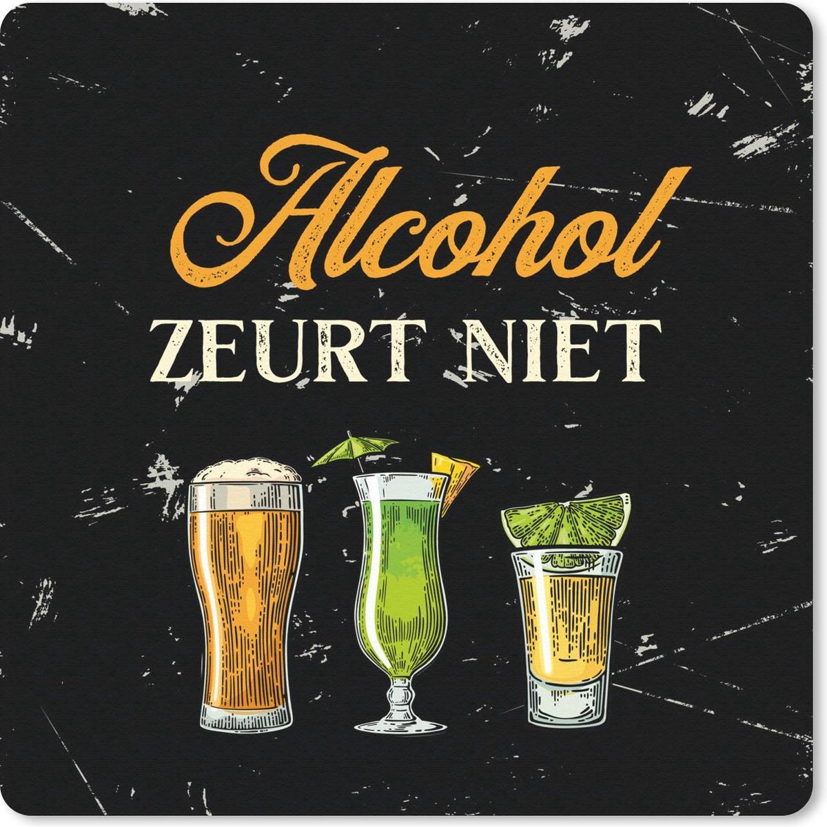Muismat 30x30 cm - Mousepad Alcohol - Drank - Glazen - Muismatten - Cadeau voor vrouw - Cadeau voor man