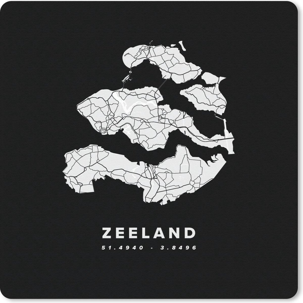 Muismat 20x20 cm - Mousepad Zeeland - Kaart - Nederland - Muismatten