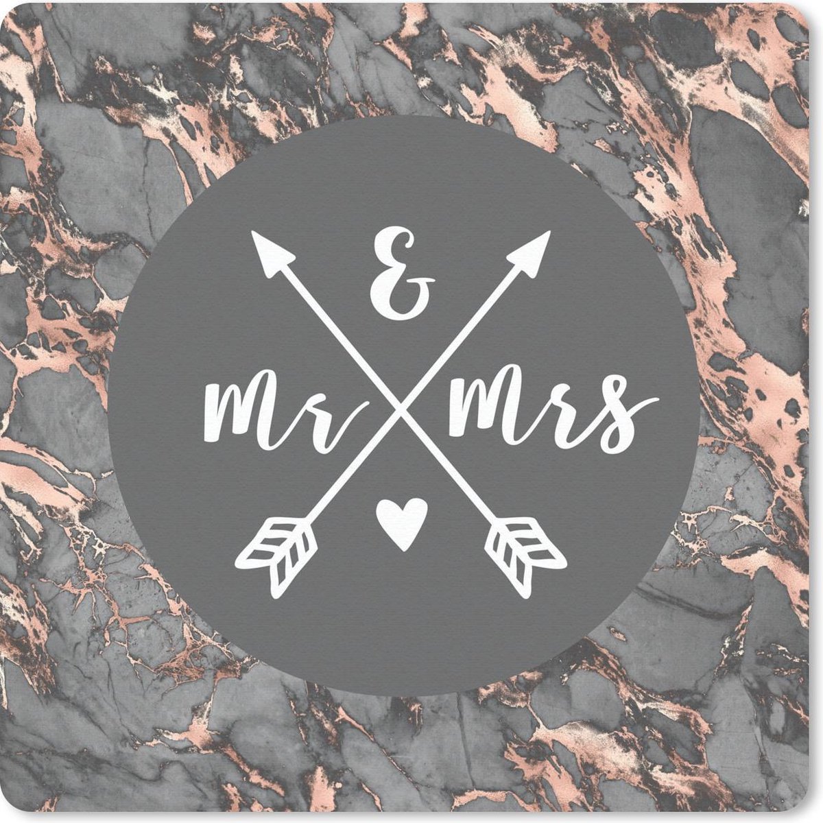 Muismat 30x30 cm - Mousepad Mr & Mrs - Quotes - Trouwen - Spreuken - Muismatten