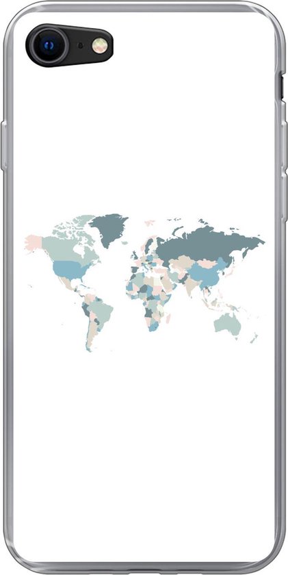 Infrarood Gelijk Noodlottig iPhone 8 hoesje - Wereldkaart - Pastel - Landen - Siliconen Telefoonhoesje  | bol.com