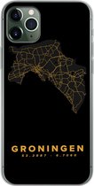 Geschikt voor iPhone 11 Pro Max hoesje - Groningen - Kaart - Goud - Siliconen Telefoonhoesje