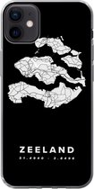 Geschikt voor iPhone 12 mini hoesje - Zeeland - Wegenkaart Nederland - Zwart - Siliconen Telefoonhoesje