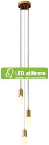 LEDatHOME - 3-lichts multi-hanglamp met stoffen kabel en metalen afwerkingen. Inclusief Dimbare LED lampen.