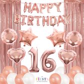 16 Jaar Verjaardag Versiering in Roségoud - XXL - Versiering Verjaardag - Feestversiering - Verjaardag Decoraties - Sweet 16 versiering