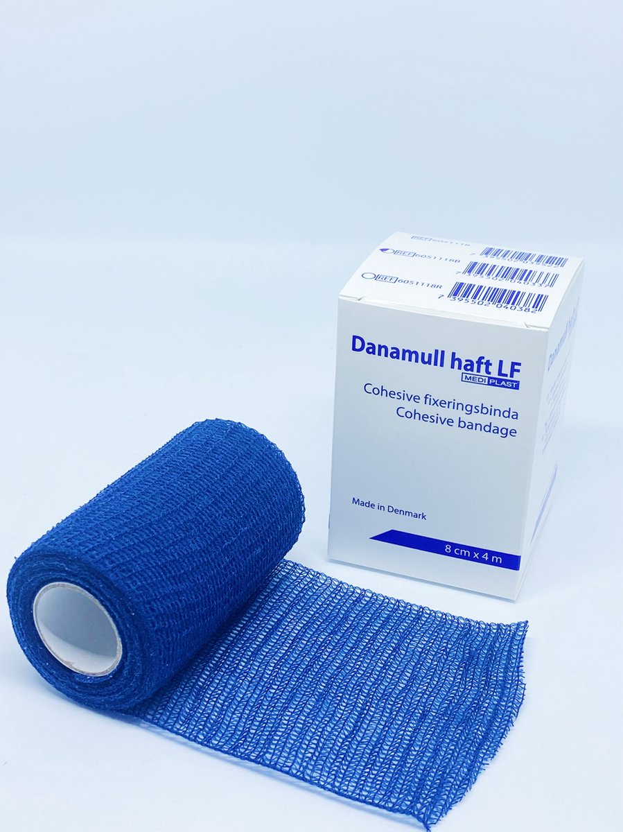 Goedkoopste Danamull Haft Zelfklevend Fixatiewindsel blauw 8cm x 4m - 5 stuks
