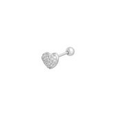 Yehwang - Oor Piercing - Piercing - Zilverkleurig - Stainlees Steel - Hart - Heart - Zirkonia