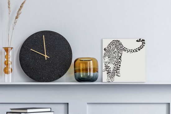 Une illustration d'une toile léopard rampante 20x20 cm - petit - Tirage photo sur toile (Décoration murale salon / chambre) / Animaux sauvages Peintures sur toile