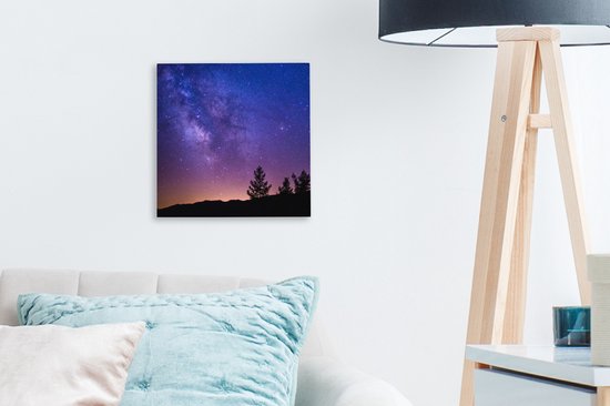 Voie lactée violette sur une zone de montagne 20x20 cm - petit - Tirage photo sur toile (Décoration murale salon / chambre)