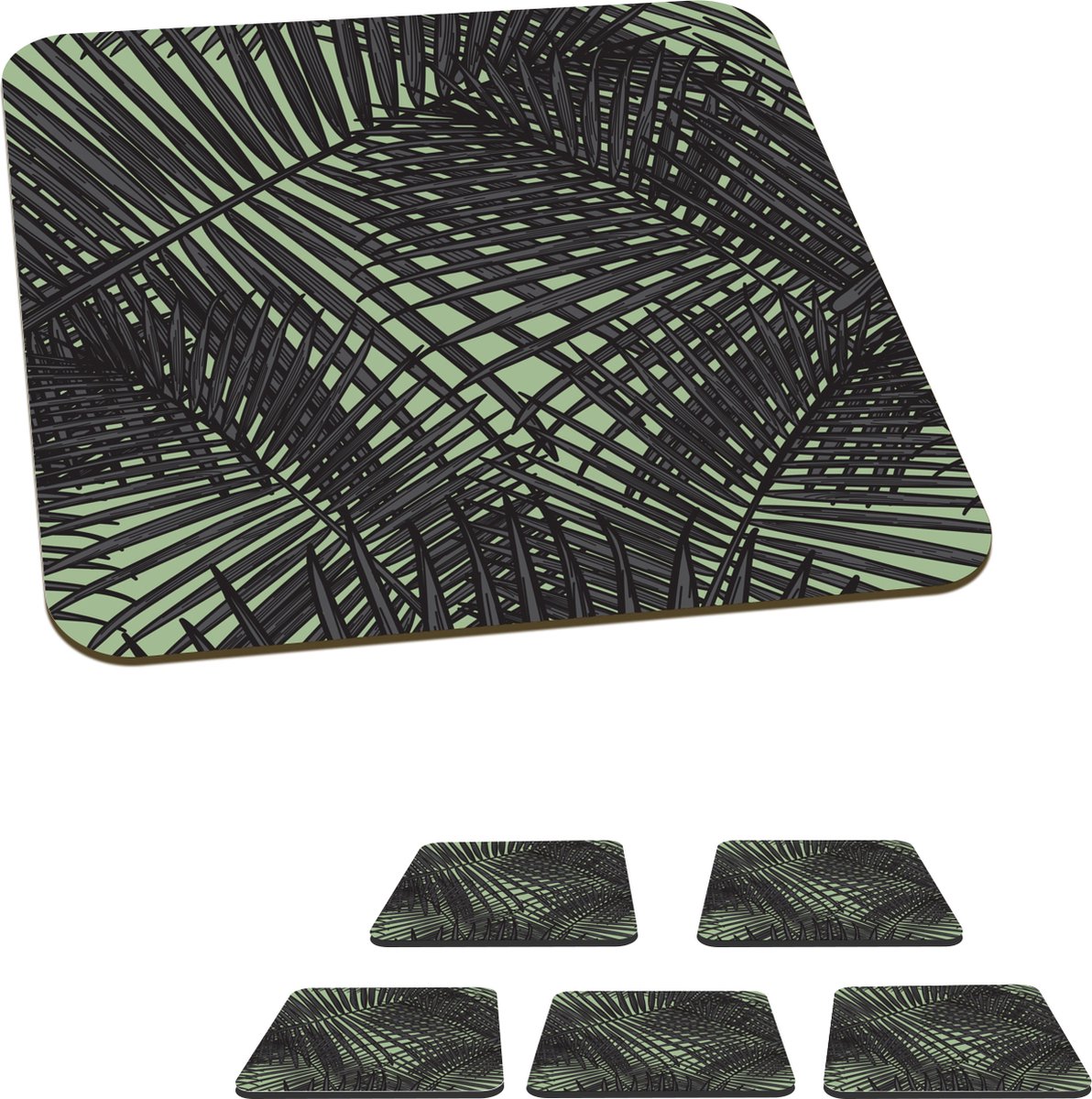 Onderzetters voor glazen - Bladeren - Tropisch - Modern - 10x10 cm - Glasonderzetters - 6 stuks