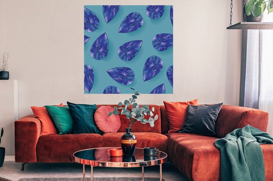 Affiche une illustration de pierres précieuses bleu foncé 100x100 cm - Tirage photo sur Poster (décoration murale salon / chambre) / Poster Stone