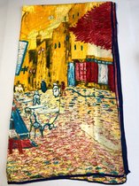 Vincent van Gogh, Terrasse de café la nuit en 4 couleurs 30% soie avec 70% viscose matière lisse