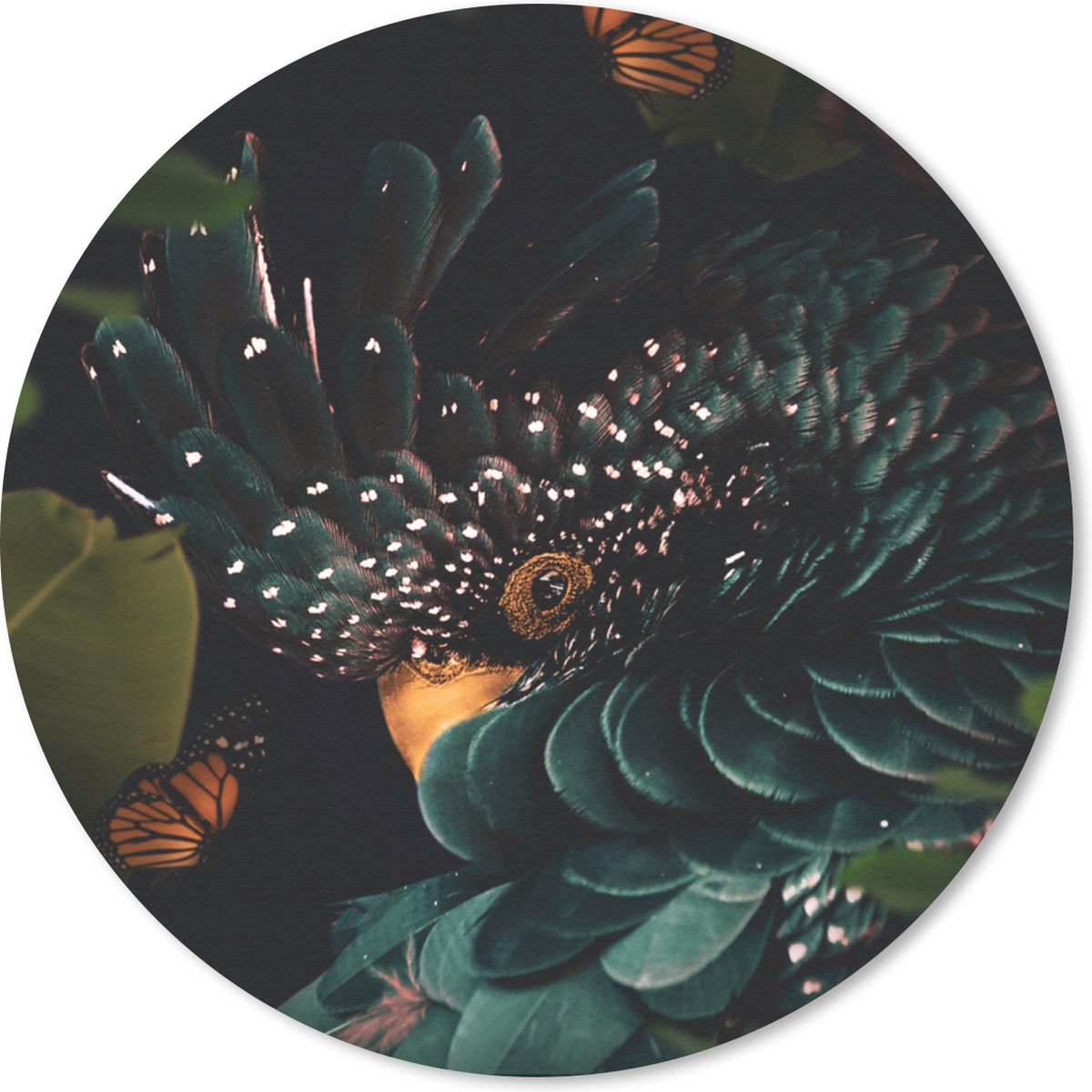 Muismat rond 20x20 cm - Mousepad Kaketoe - Vlinders - Groen - Ronde muismatten