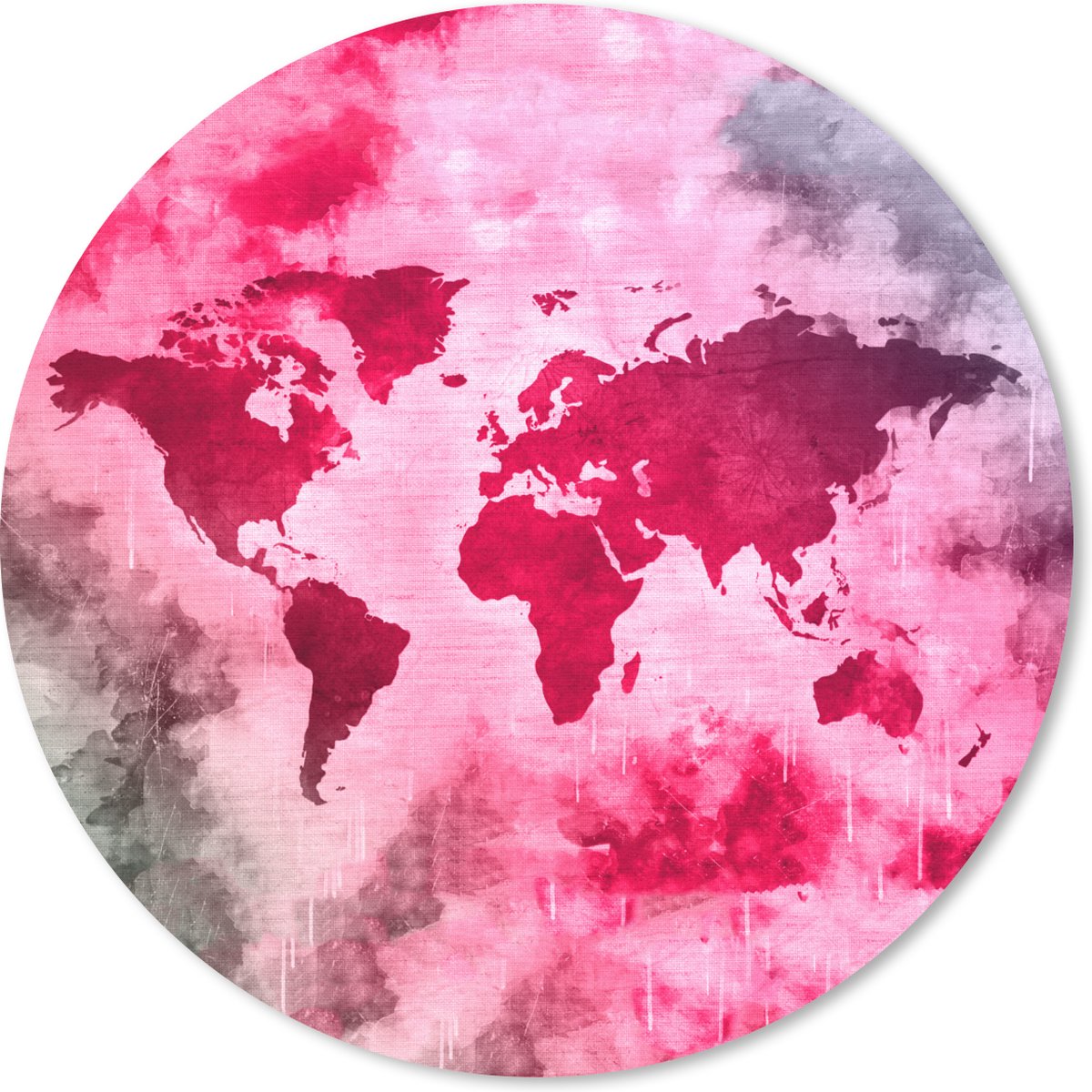 Muismat rond 20x20 cm - Mousepad Wereldkaart - Abstract - Kleuren - Ronde muismatten