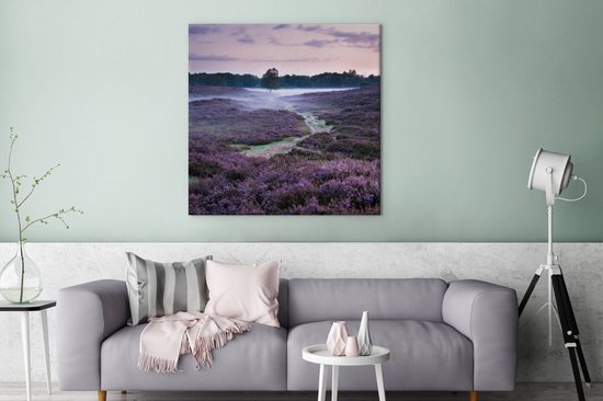 Tableau sur toile Brume dans la bruyère - 90x90 cm - Décoration murale