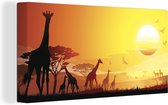 Tableau sur toile Une illustration du paysage africain avec des girafes - 40x20 cm - Décoration murale