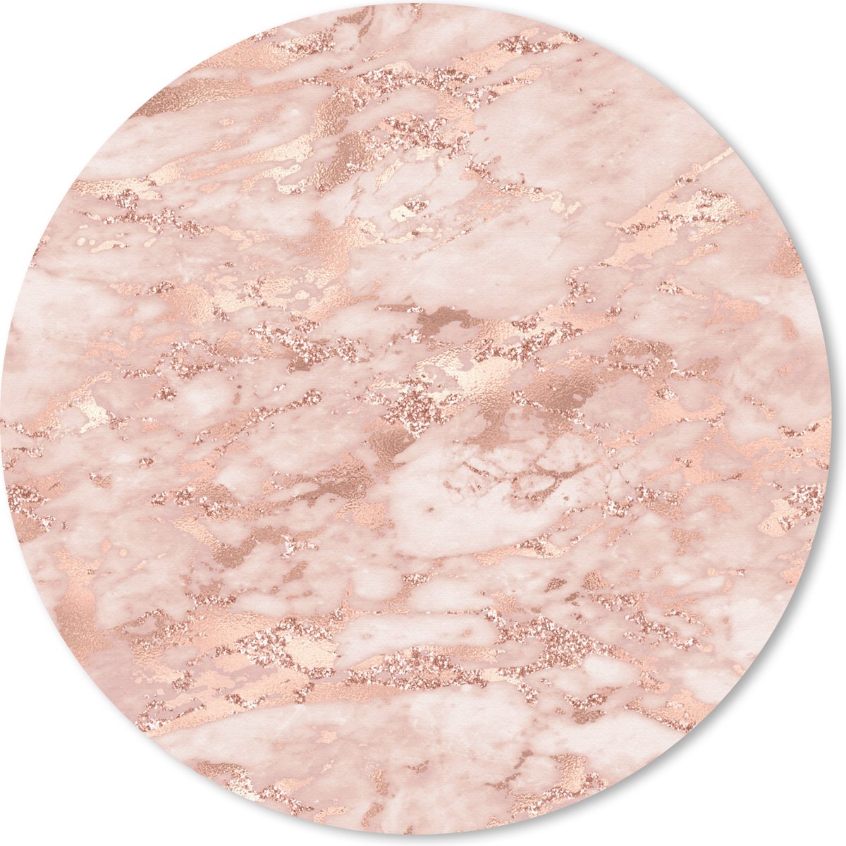 Muismat rond 30x30 cm - Mousepad Marmer - Wit - Roségoud - Ronde muismatten