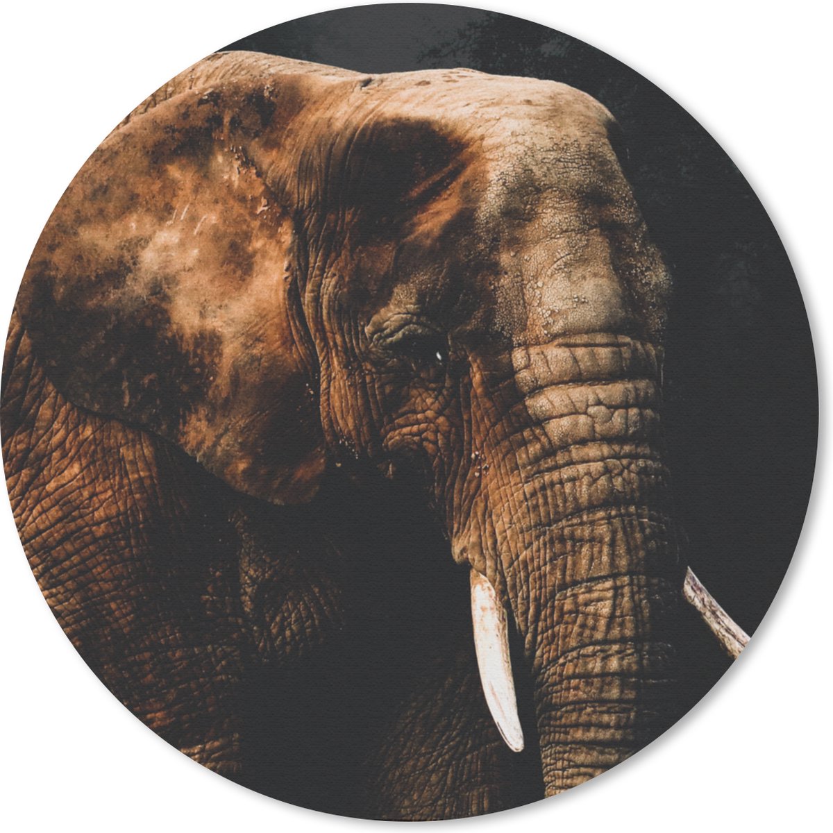 Muismat rond 30x30 cm - Mousepad Olifant - Dieren - Bruin - Ronde muismatten