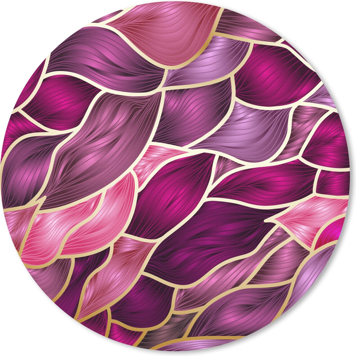 Muismat rond 40x40 cm - Mousepad Abstracte achtergrond met paars en goud - Ronde muismatten