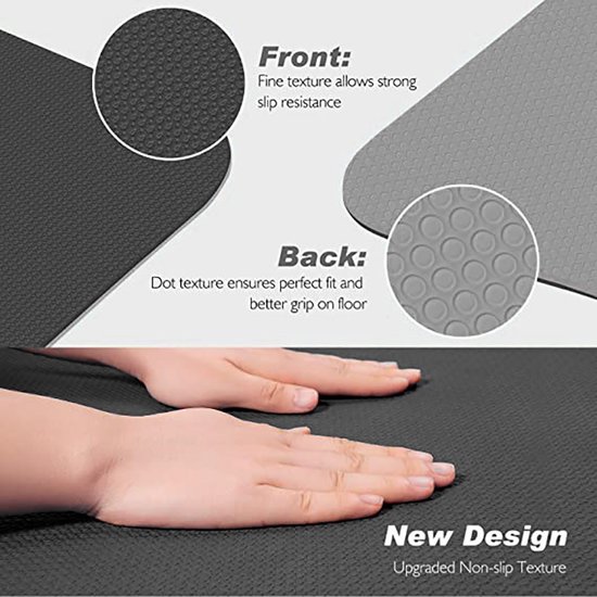 ARMENTI - Premium Yoga mat - Anti slip (extra dik) - Eco friendly Zero waste Duurzaam - TPE - Fitness - Zwart  - Opbergkoord - Kerstcadeau — afbeelding 2