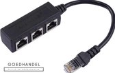 GoedHandel - Netwerk kabel splitter - van 1 naar 3 CAT5 RJ45 plug splitter - 20 cm zwart - internet kabel