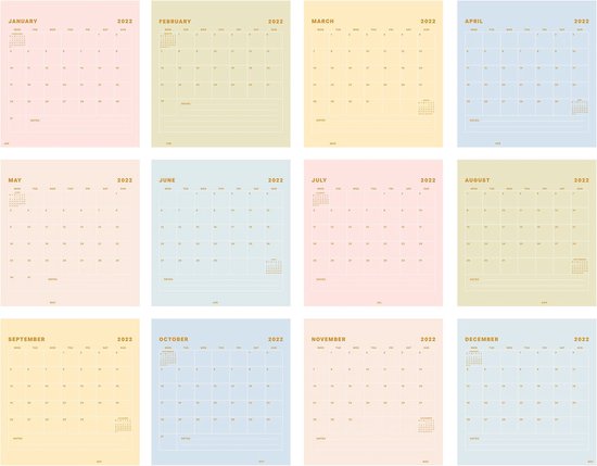 2022 Staande Bureaukalender - 2022 Bureaukalender - 2022 Minimale  veelkleurige Staande... | bol.com