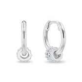 Xoo - Oorbellen - Oorringen - Met ringen - Triple ring - Afneembare ringen - Zirkonia - Minimalistische oorbellen - 12 mm - 925 zilver - Zilver