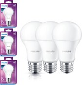 Philips LED Lamp E27 fitting - 6500K Koel wit licht - 10W/75W - 1055 lm - 3 LED lampen