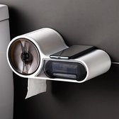 Noiller Baffect Toiletrolhouder - Toiletrolhouder zonder boren - Toiletrolhouder met plankje - Lade - Anti-slip - Wit