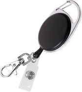 Fako Bijoux® - Porte-clés rétractable avec cordon Duo - Porte-cartes rétractable - Porte forfait - Nylon - 36x56mm - Zwart