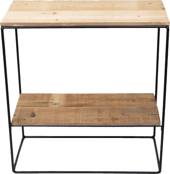 Sidetable 60*25*66 cm Bruin Hout, Ijzer Rechthoek Wandtafel Haltafel Console Tafel