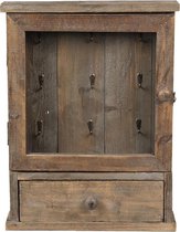 Sleutelkastje 36*9*47 cm Bruin Hout / glas Rechthoek Sleutelhouder Sleutelrekje
