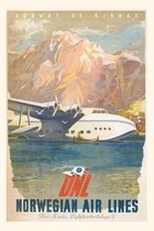 Pocket Sized - Found Image Press Journals- Vintage Journal Norwegian Airlines Travel Poster