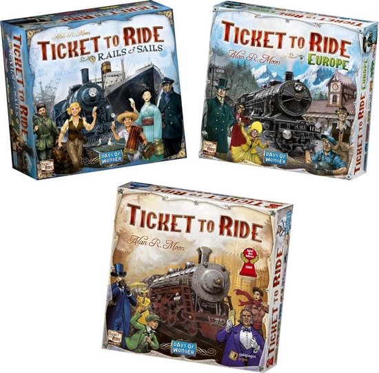 Afbeelding van het spel Spellenbundel - Ticket to Ride - 3 Stuks - Basisspellen - Europa & USA & Rails and Sails