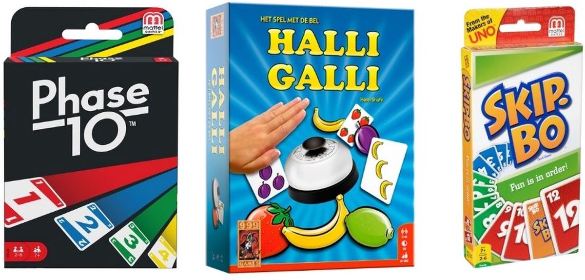 Spellenbundel - 3 Stuks - Phase 10 & Halli Galli & Skip-Bo - 999 Games