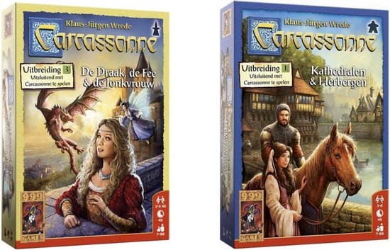 Afbeelding van het spel Spellenbundel - 2 Stuks - Carcassonne De Draak, De Fee en De Jonkvrouw & Kathedralen en Herbergen