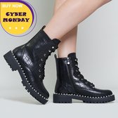 FAY - zwarte boots met pareltjes kroko