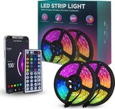 Flavourzz - 5 Meter Led Strip - RGB - Led Strip met Afstandsbediening– Slimme Led Verlichting – 5 Meter Strip – 4 Modi en 16 Verschillende Kleuren – Wit - Led strip - Zelfklevend