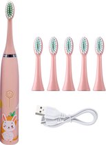 Elektrische tandenborstel kinderen -  inclusief 6 opzetborstels -  kleur roze - Kind