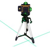Patni® Zelfnivellerende Kruislijnlaser met 16 Lijnen - Inclusief Muurbeugel en 360 Graden Statief- Groene Lasers - laserwaterpas - Waterproof - Met Opbergtas