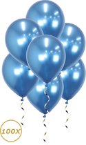 Blauwe Helium Ballonnen 2023 NYE Verjaardag Versiering Feest Versiering Ballon Chrome Blauw Luxe Decoratie - 100 Stuks