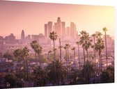 Palmbomen voor de prachtige skyline van Los Angeles - Foto op Dibond - 90 x 60 cm